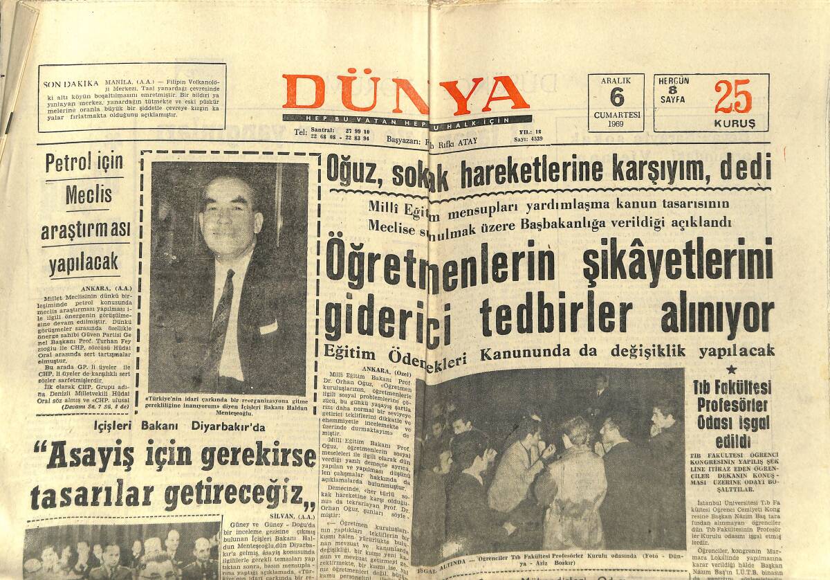 Dünya Gazetesi 6 Aralık 1969 - Prens Charles, Mireille Mathieu'ya Hayran Olmuş - Elvis Presley Doktor Oldu GZ150967 - 1