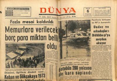 Dünya Gazetesi 6 Aralık 1970 - Keban Ve Gökçekaya 1973 Haziranda Bitirilmelidir GZ68141 - 2