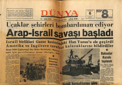 Dünya Gazetesi 6 Haziran 1967 - Arap İsrail Savaşı Başladı GZ68064 - 2