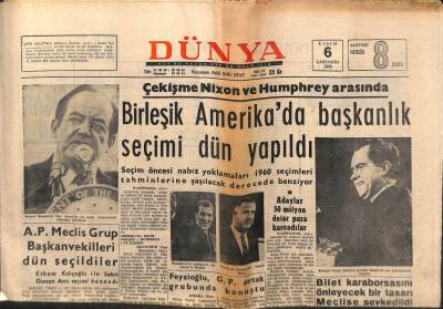 Dünya Gazetesi - 6 Kasım 1968 - Birleşik Amerikada Seçimler Dün Yapıldı GZ110978 - 1