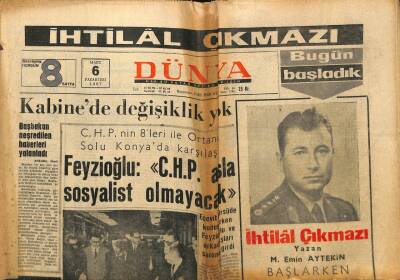 Dünya Gazetesi 6 Mart 1967 - Feyzioğlu,CHP Asla Sosyalist Olmayacak GZ61165 - 1