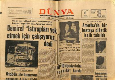 Dünya Gazetesi 6 Nisan 1969 - Amerikada Bir Hastaya Plastik Kalp Takıldı GZ68300 - 2