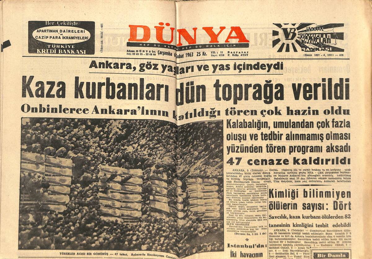 Dünya Gazetesi 6 Şubat 1963 - Türkiye İtalya Milli Maçında Can'ın Oynama İhtimali Yüksek GZ152520 - 1