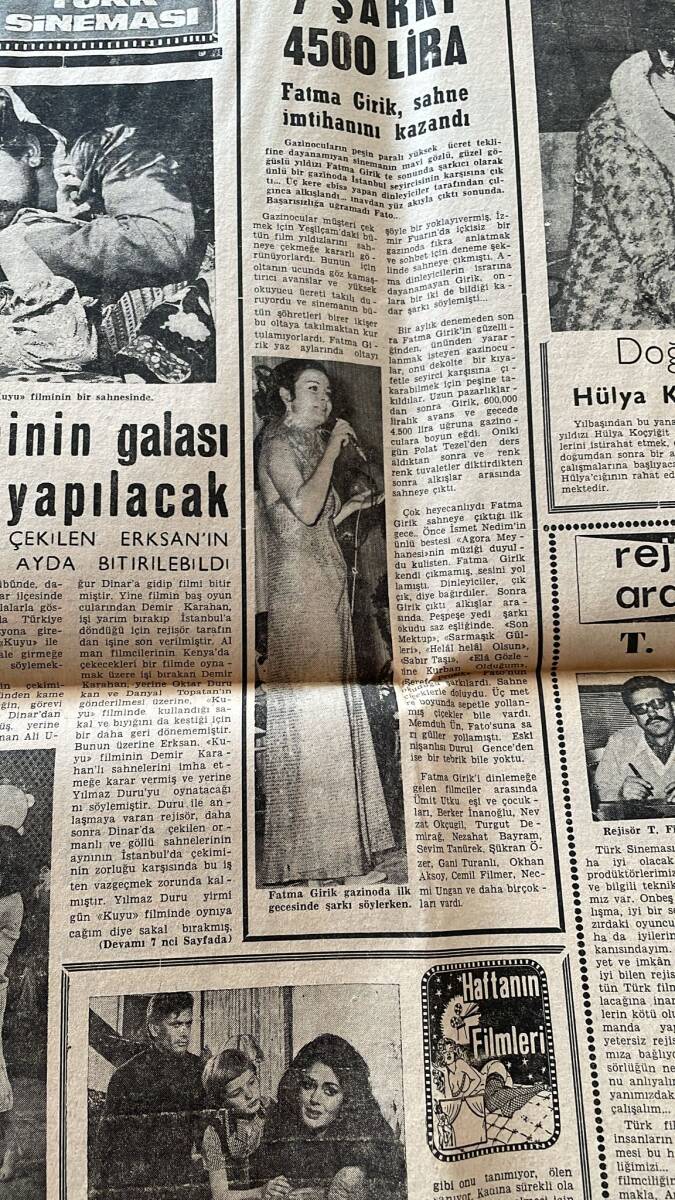 Dünya Gazetesi 6 Şubat 1969 - Fatma Girik Sahne İmtihanını Kazandı - Fenerbahçe, Beşiktaş İle Oynamaktan Caydı GZ151001 - 2