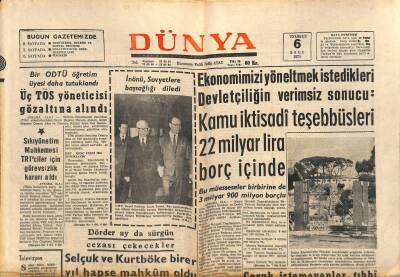 Dünya Gazetesi 6 Temmuz 1971 - İnönü , Sovyetlere Başsağlığı Diledi GZ115399 - 1