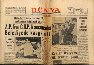 Dünya Gazetesi 7 Ağustos 1968 - Çekler Rusyaya İlk Tavizini Verdi GZ68214 - 1