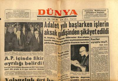 Dünya Gazetesi 7 Eylül 1962 - AP İçinde Fikir Ayrılığı Belirdi GZ59798 - 1