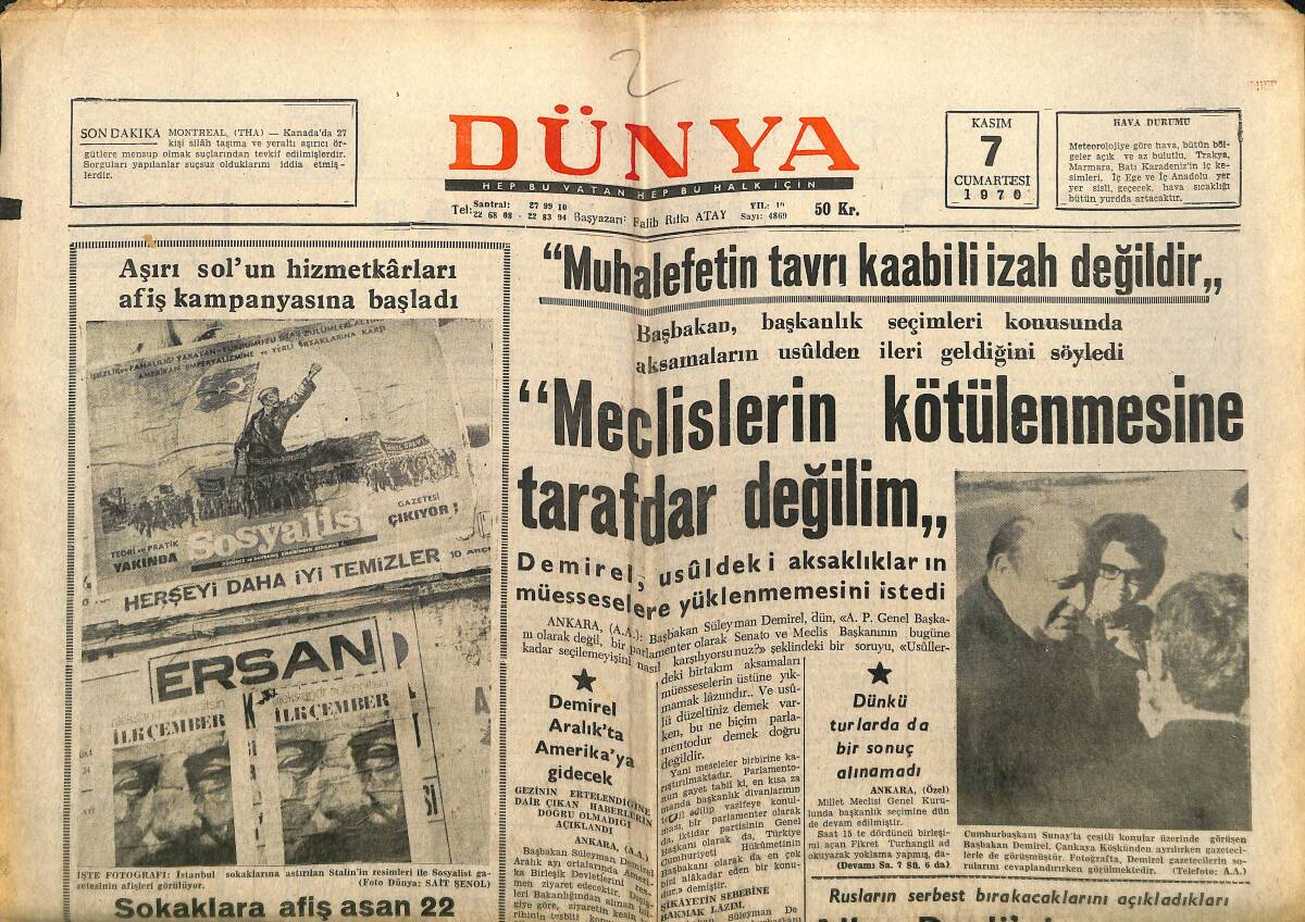 Dünya Gazetesi 7 Kasım 1970 - Elvis Presley , Krallığını Ve Formunu Koruyor - Nixon Seçimler İçin '' Başarı '' Diyor GZ148115 - 1