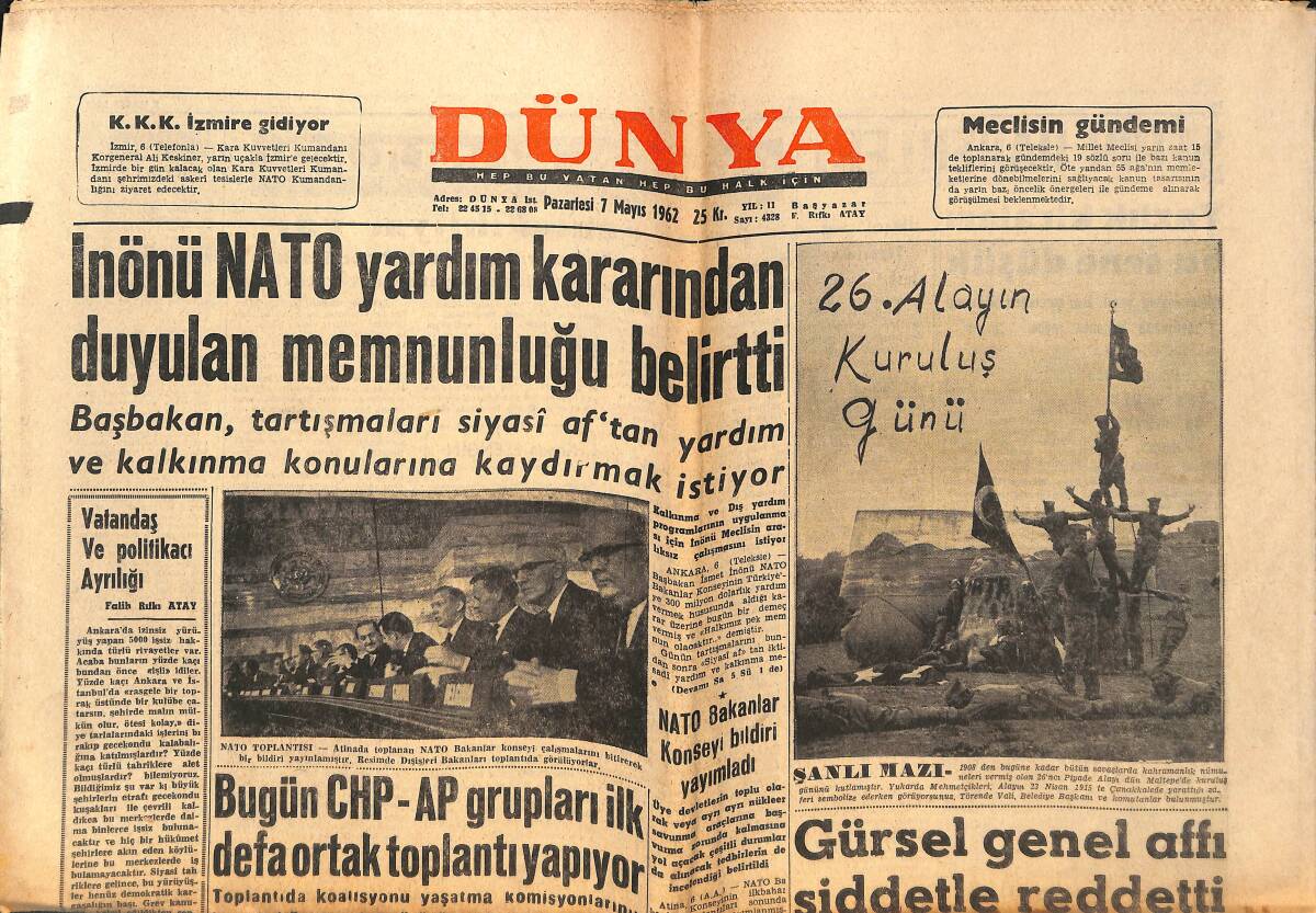 Dünya Gazetesi 7 Mayıs 1962 - Süreyya Eski Bir Tenisci İle Kayıp - Yugoslavlar Hamit Kaplan'ı Trenden Aldı GZ150547 - 1