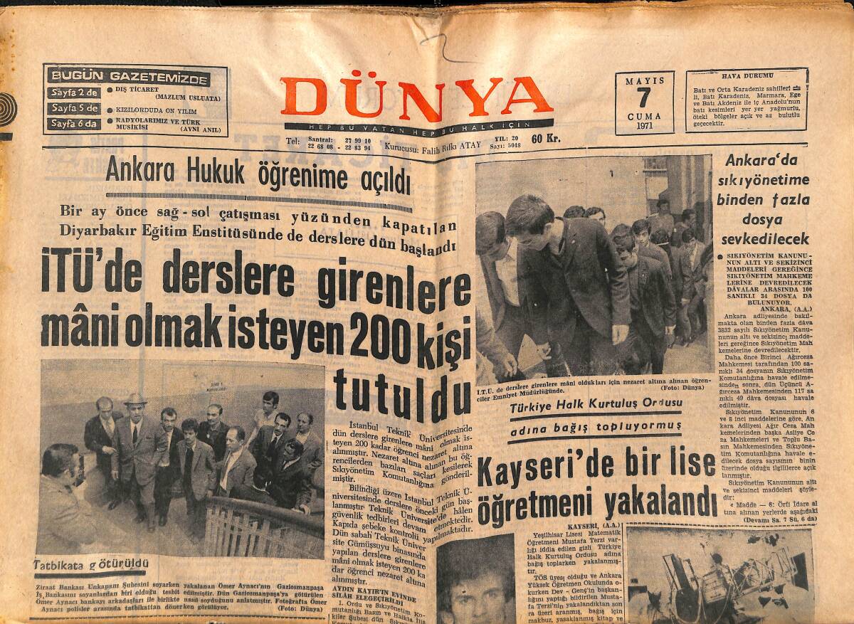 Dünya Gazetesi 7 Mayıs 1971 - Dünyanın Dönerek Çalışan İlk Dizel Motoru - Pele İçin Rio'da Büyük Bir Festival Düzenlenecek - Favori Galatasaray GZ150840 - 1