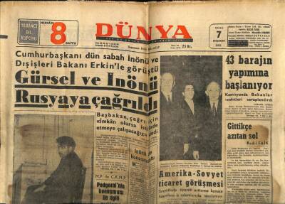 Dünya Gazetesi 7 Ocak 1965 - Cemal Gürsel Ve İsmet İnönü Rusyaya Çağrıldı GZ59891 - 2