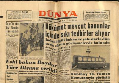 Dünya Gazetesi 7 Temmuz 1962 - Eski Bakan Mehmet Baydur Yüce Divana Verildi GZ59782 - 1