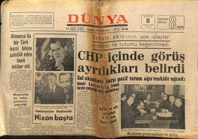 Dünya Gazetesi 8 Ağustos 1968 - CHP İçinde Görüş Ayrılıkları Belirdi GZ68216 - 2