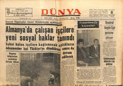 Dünya Gazetesi 8 Eylül 1966 - Almanyada Çalışan İşçilere Yeni Sosyal Haklar Tanındı GZ103290 - 2