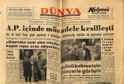 Dünya Gazetesi 8 Haziran 1962 - AP İçinde Mücadele Kesifleşti GZ59785 - 1