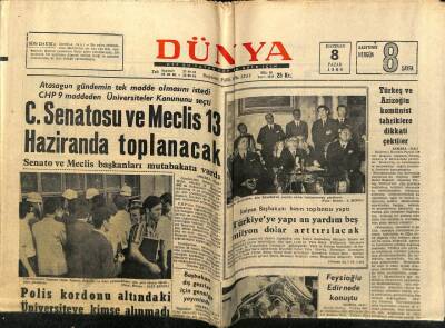 Dünya Gazetesi 8 Haziran 1969 - Aya Gidiş İçin Çalışmalar Hızlandı GZ61161 - 1