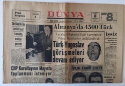 Dünya Gazetesi 8 Mart 1967 - Almanya da 4500 Türk İşsiz GZ13021 - 1