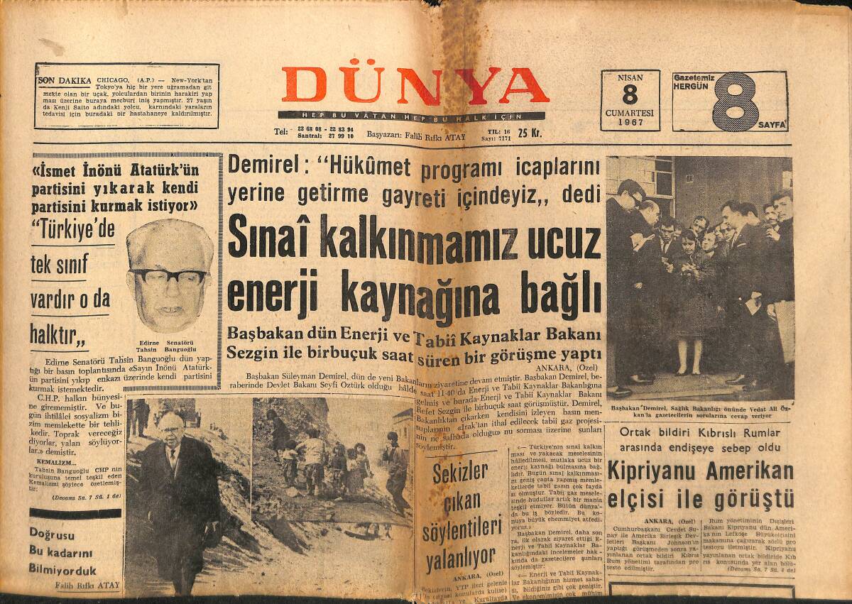 Dünya Gazetesi 8 Nisan 1967 - Sheila, İdeal Erkek Peşinde - Kennedy Cinayetini Takip Eden 10 Cinayet GZ149340 - 1