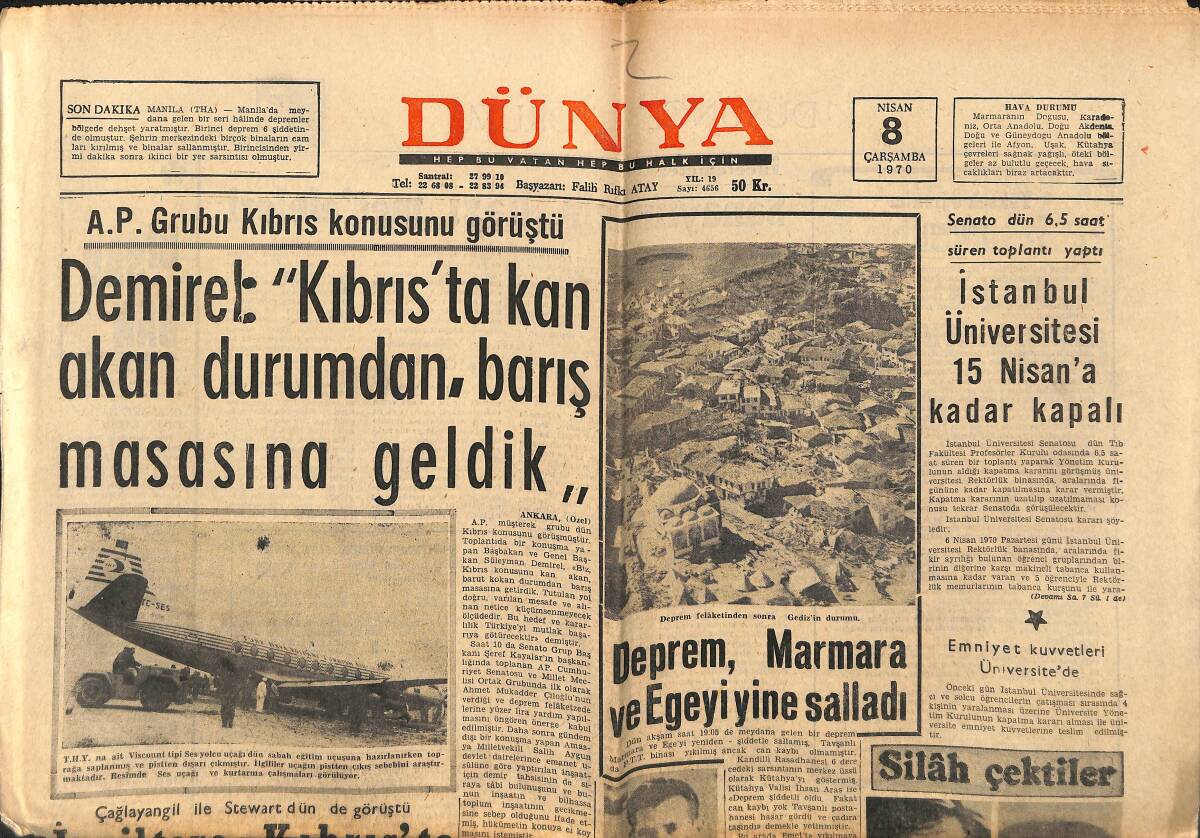 Dünya Gazetesi 8 Nisan 1970 - Boğaz Köprüsüne İngiltere 3.5 Milyon Sterlin Veriyor - Galatasaray'a 3 Gol Lazım GZ150929 - 1