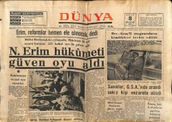 Dünya Gazetesi 8 Nisan 1971 - Nihat Erim Hükümeti Güven Oyu Aldı GZ68134 - 2