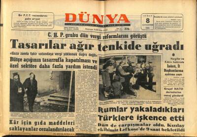 Dünya Gazetesi 8 Şubat 1964 - Rumlar Yakaladıkları Türklere İşkence Etti GZ68157 - 2