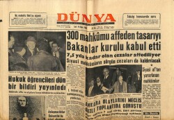 Dünya Gazetesi 9 Ekim 1962 - 300 Mahkumu Affeden Tasarıyı Bakanlar Kurulu Kabul Etti GZ59862 - 1