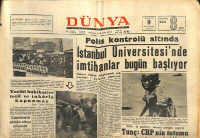 Dünya Gazetesi 9 Haziran 1969 - Bursa Cezaevinde Ayaklanma Oldu - Cebelütarık Abluka Altına Alınacak GZ109737 - 1