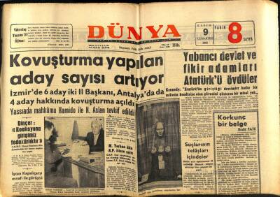 Dünya Gazetesi 9 Kasım 1963 - Yabancı Devlet Ve Fikir Adamları Atatürkü Övdüler GZ80623 - 1
