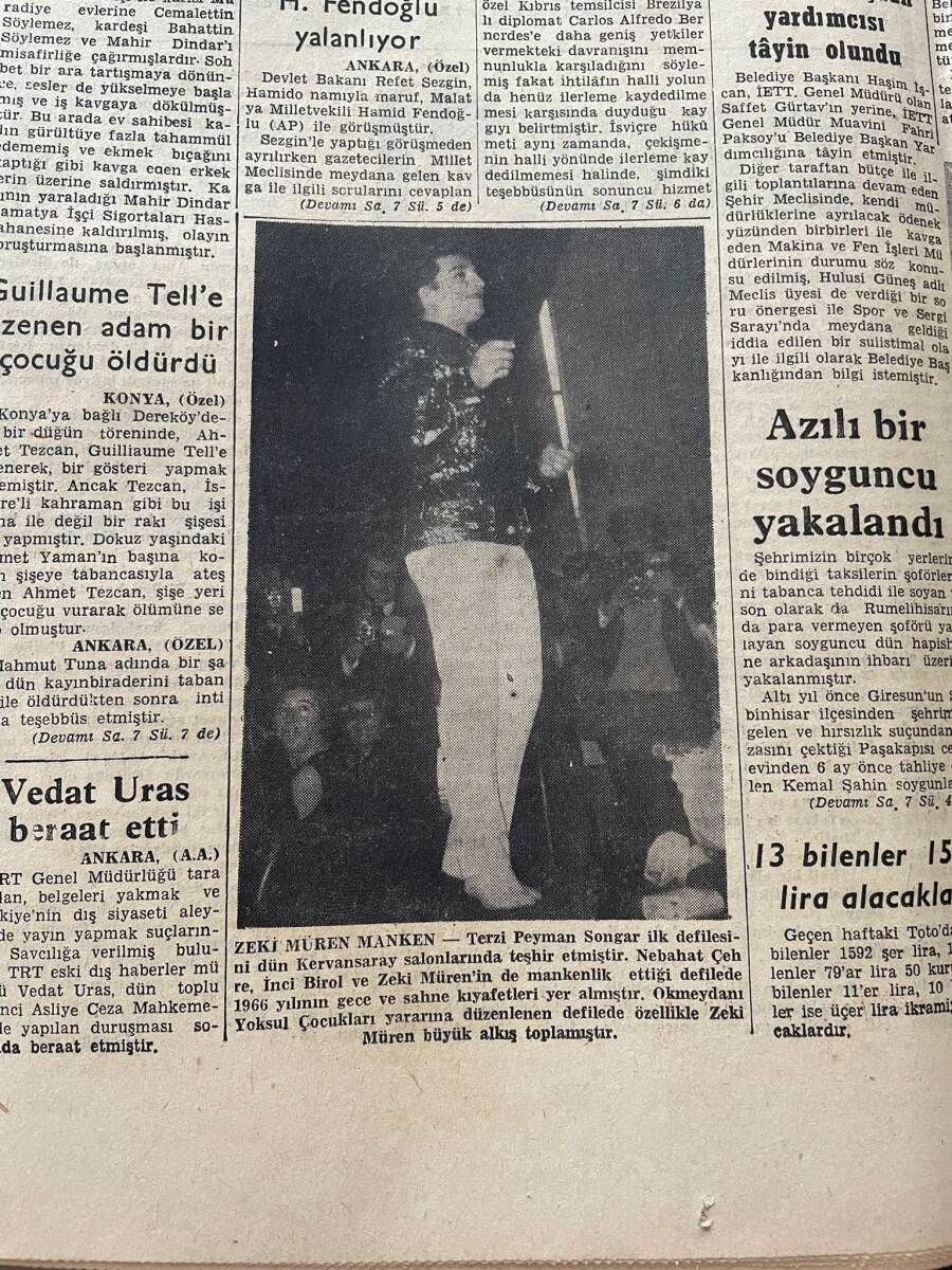 Dünya Gazetesi 9 Mart 1966 - Zeki Müren Manken - James Bond Rejisörlüğe Başladı GZ150833 - 2
