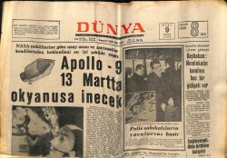 Dünya Gazetesi 9 Mart 1969 - Apollo 9 13 Martta Okyanusa İnecek GZ61028 - 2