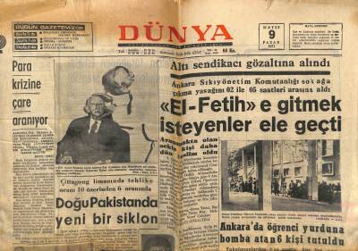 Dünya Gazetesi 9 Mayıs 1971 - El-Fetihe Gitmek İsteyenler Ele Geçti GZ68066 - 2