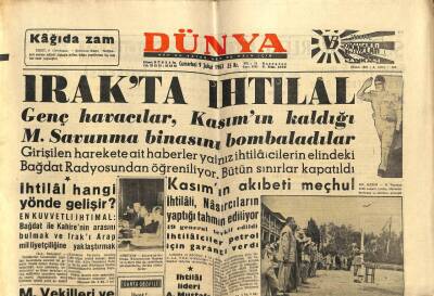 Dünya Gazetesi 9 Şubat 1963 - Irakta İhtilal GZ68242 - 1