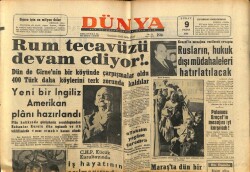 Dünya Gazetesi 9 Şubat 1964 - Rum Tecavüzü Devam Ediyor GZ68156 - 1