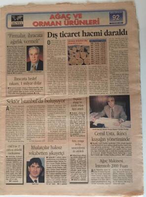 Dünya Gazetesi Ağaç Ve Orman Ürünleri Eki 25 Kasım 1999 - Orman Ürünleri Dış Ticaret Hacmi Daraldı GZ26501 - 1