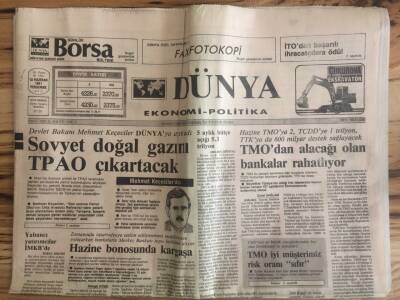 Dünya Gazetesi Ekonomi Politika Eki 13 Haziran 1991 - Sovyet Doğal Gazını TPAO Çıkartacak GZ72709 - 2