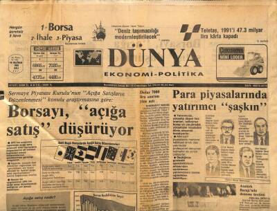 Dünya Gazetesi Ekonomi-Politika Eki 16 Haziran 1992 - Borsayı Açığa Satış Düşürüyor GZ97402 - 1