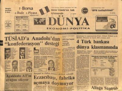 Dünya Gazetesi Ekonomi-Politika Eki 18 Haziran 1992 - 4 Türk Bankası Dünya Klasmanında GZ97384 - 1