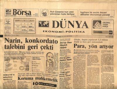 Dünya Gazetesi Ekonomi-Politika Eki 18 Mart 1992 - Çimento Fabrikalarına Çalışanlar Ortak Oluyor GZ97403 - 1