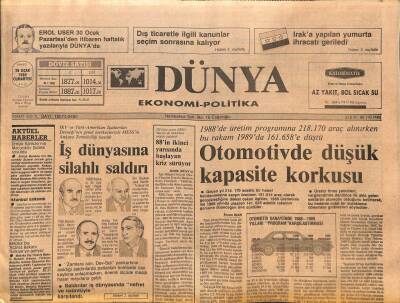 Dünya Gazetesi Ekonomi-Politika Eki 28 Ocak 1989 - Otomotivde Düşük Kapasite Korkusu GZ97400 - 1