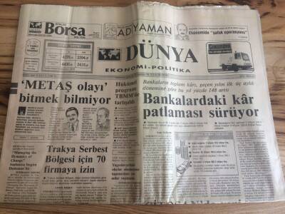 Dünya Gazetesi Ekonomi Politika Eki 4 Temmuz 1991 - Adıyamanda Turizm Yatırımları Artıyor GZ72703 - 2
