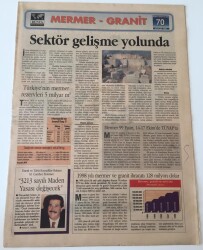 Dünya Gazetesi Ekonomi -Politika Eki - 9 Eylül 1999 - Mermer ,Granit Sektör Gelişme Yolunda - GZ43757 - 1