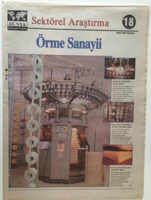 Dünya Gazetesi Sektörel Araştırma Eki - 8 Mart 2004 - Örme Sanayi - GZ47015 - 2