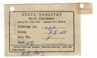 Düzce Nakliyat Birlik Otobüsleri Yolcu Bileti EFM1242 - 2