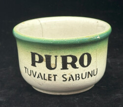 Eczacıbaşı Damgalı Puro Tıraş Sabunu Seramik Sabunluk – Vintage Berber Objesi AOB4185 - Gökçekoleksiyon