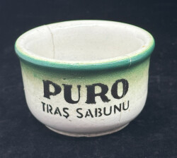 Eczacıbaşı Damgalı Puro Tıraş Sabunu Seramik Sabunluk – Vintage Berber Objesi AOB4185 - 2