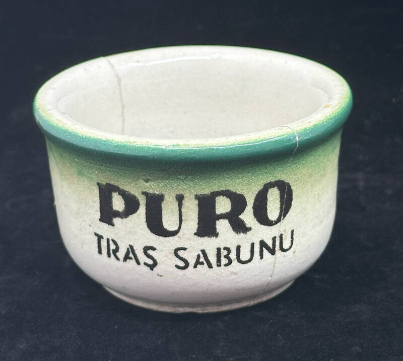Eczacıbaşı Damgalı Puro Tıraş Sabunu Seramik Sabunluk – Vintage Berber Objesi AOB4185 - 2