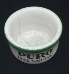 Eczacıbaşı Damgalı Puro Tıraş Sabunu Seramik Sabunluk – Vintage Berber Objesi AOB4185 - 3