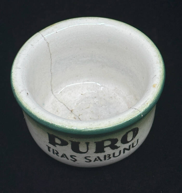 Eczacıbaşı Damgalı Puro Tıraş Sabunu Seramik Sabunluk – Vintage Berber Objesi AOB4185 - 3