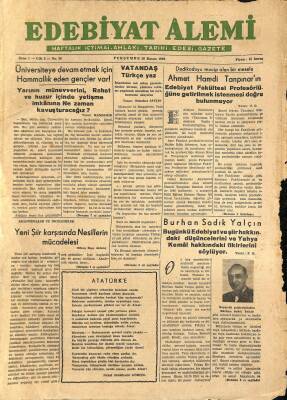 Edebiyat Alemi Gazetesi 10 Kasım 1949 - Ölen Bir Türk Sanatı Diriliyor GZ115693 - 1