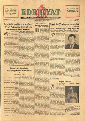 Edebiyat Alemi Gazetesi 16 Haziran 1949 - Edebiyat Aleminde Metapsychique Bir Hadise GZ115697 - 1